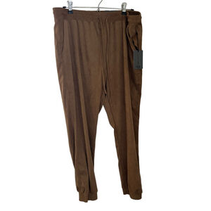One By‎ Chapter One High Rise Jogger Pants Brown Faux Suede Pull On Drawstring
